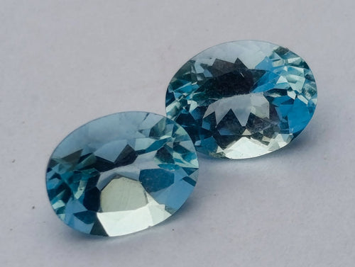 Polished Set of 4 Sky Blue Topaz Faceted Stones x 1 From Switzerland