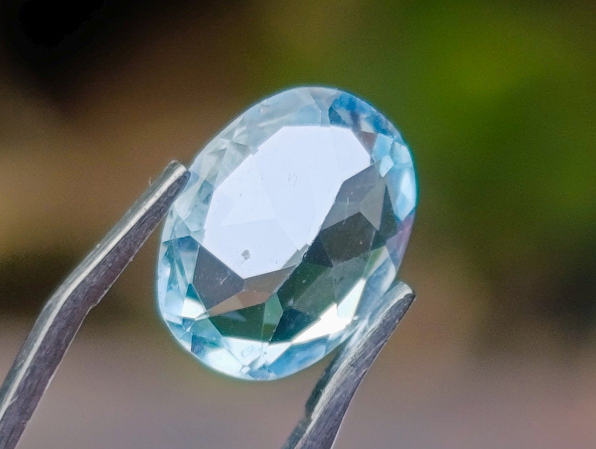 Polished Set of 4 Sky Blue Topaz Faceted Stones x 1 From Switzerland