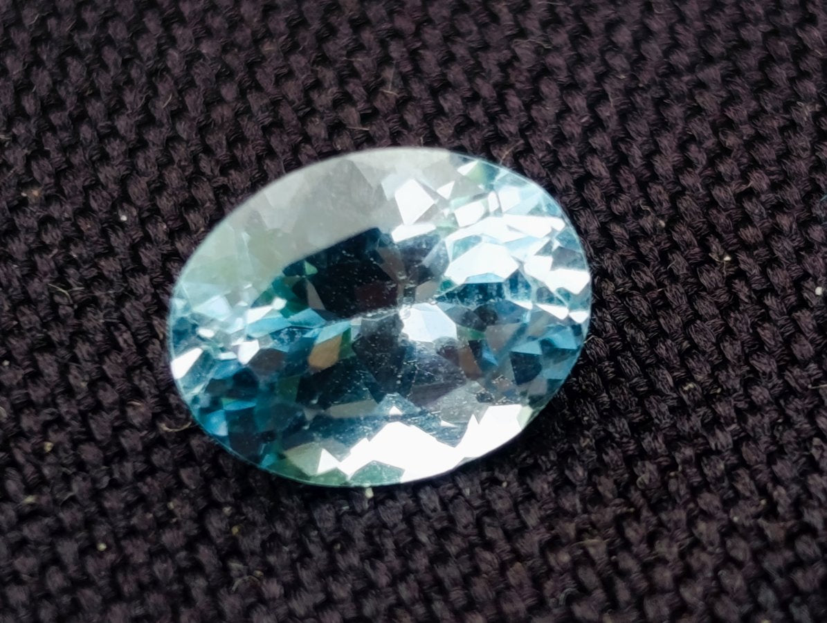 Polished Set of 4 Sky Blue Topaz Faceted Stones x 1 From Switzerland
