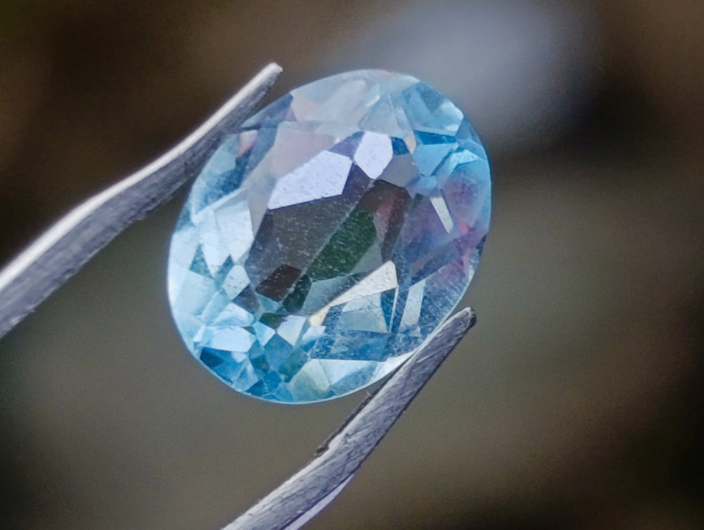 Polished Set of 4 Sky Blue Topaz Faceted Stones x 1 From Switzerland
