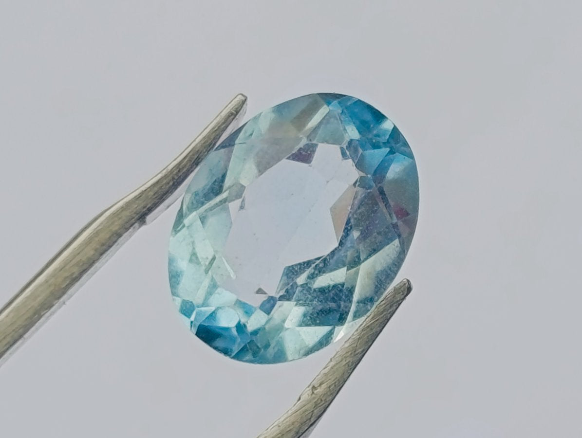 Polished Set of 4 Sky Blue Topaz Faceted Stones x 1 From Switzerland
