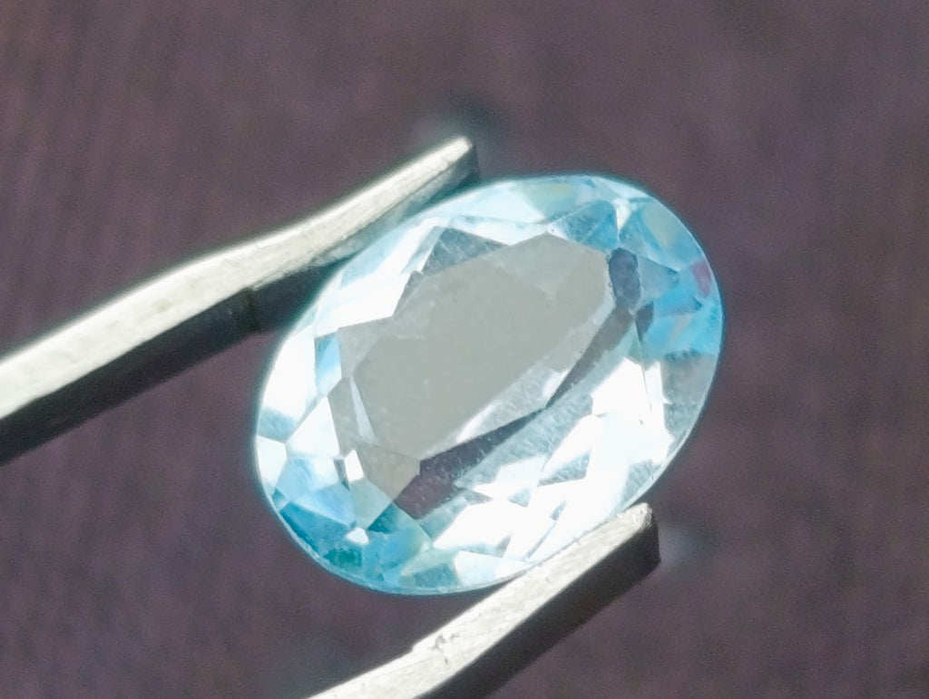 Polished Set of 4 Sky Blue Topaz Faceted Stones x 1 From Switzerland
