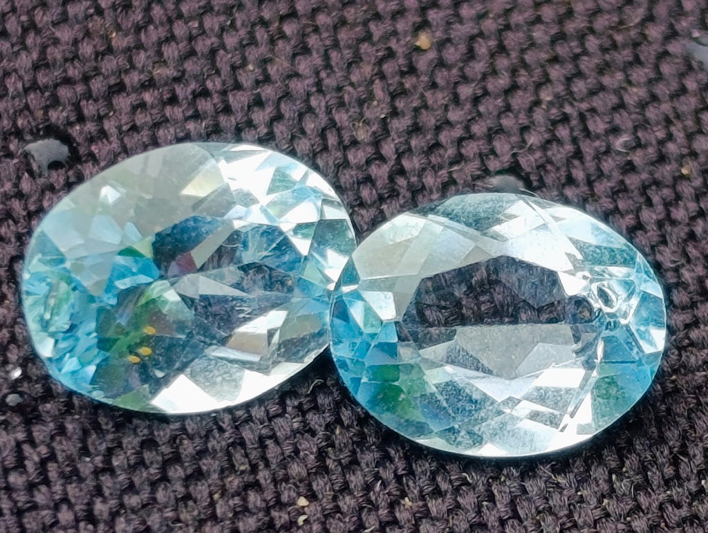 Polished Set of 4 Sky Blue Topaz Faceted Stones x 1 From Switzerland