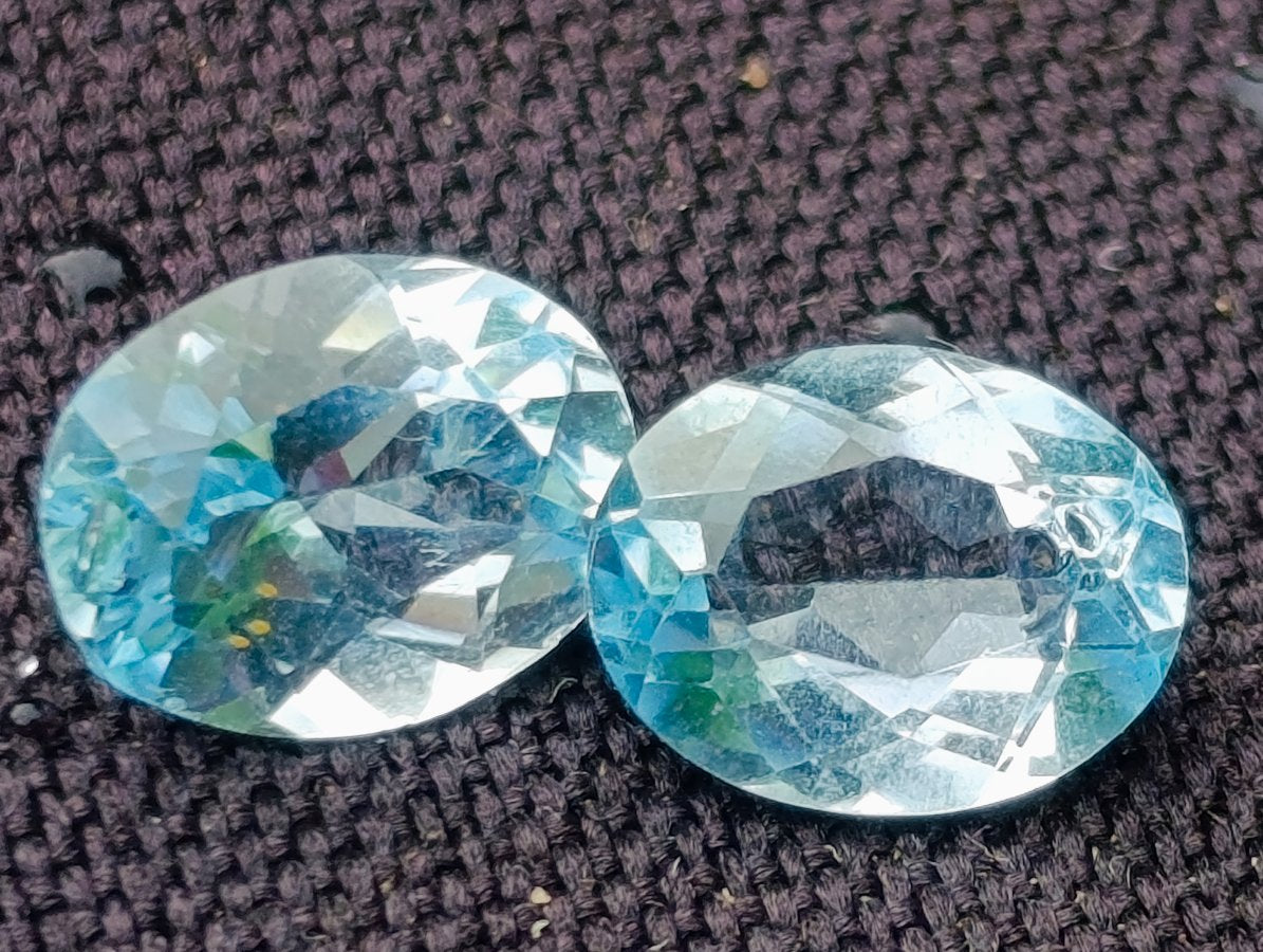 Polished Set of 4 Sky Blue Topaz Faceted Stones x 1 From Switzerland