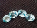 Polished Set of 4 Sky Blue Topaz Faceted Stones x 1 From Switzerland