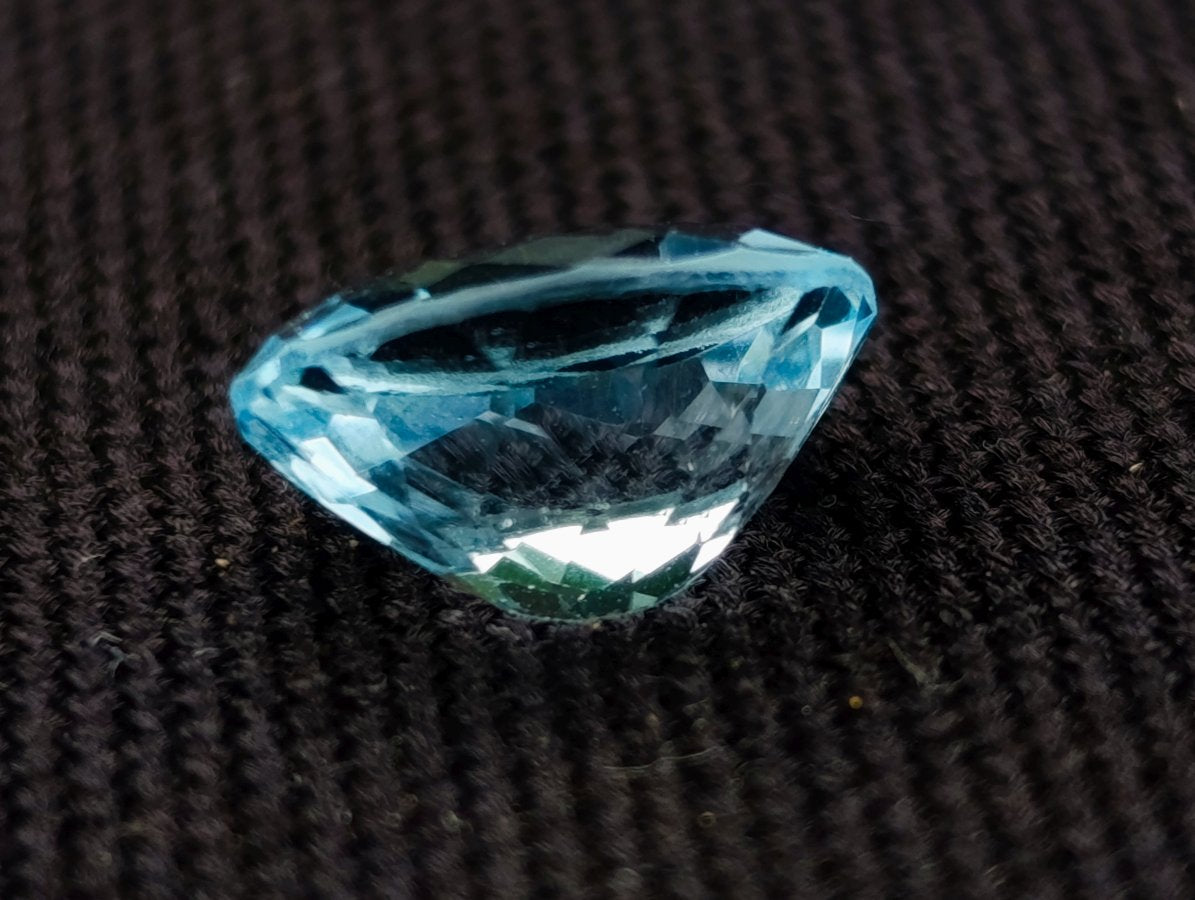 Polished Set of 4 Sky Blue Topaz Faceted Stones x 1 From Switzerland