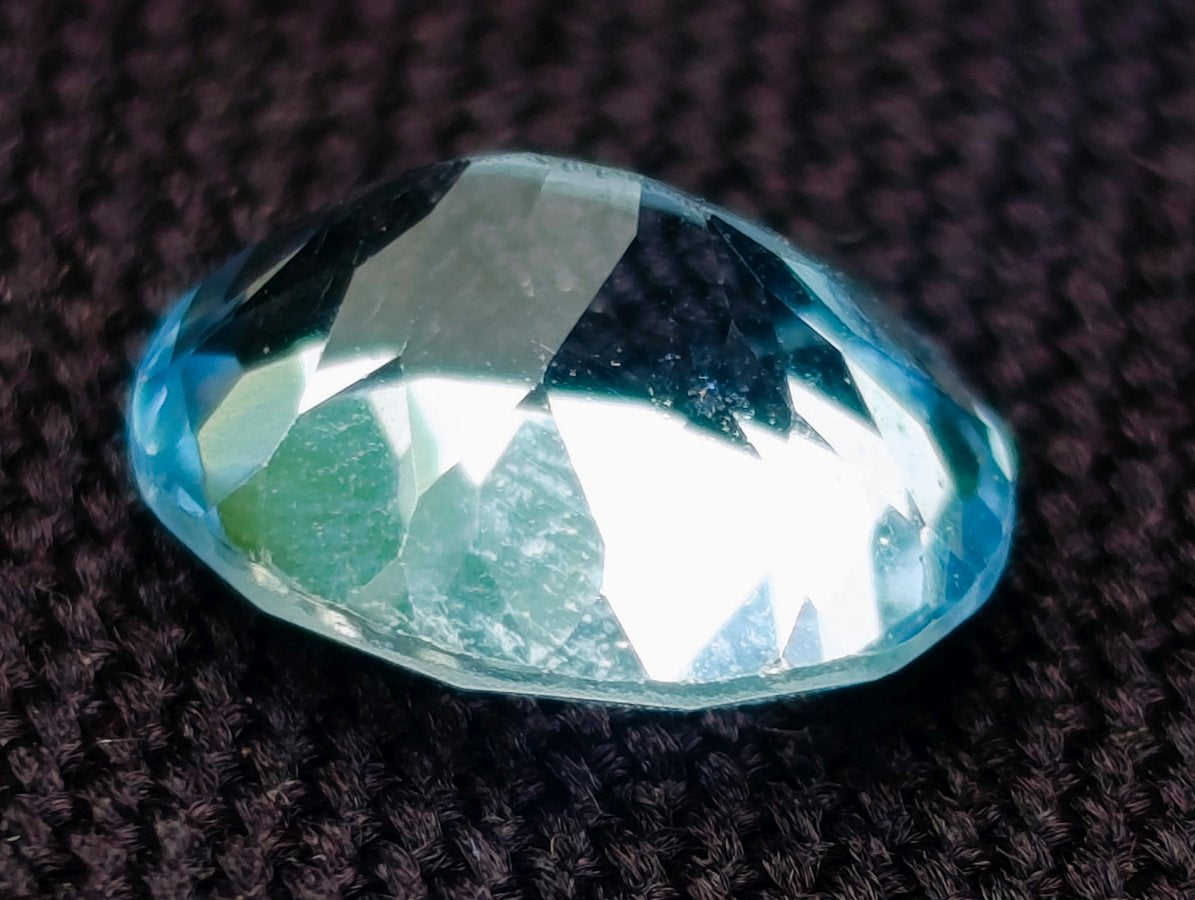 Polished Set of 4 Sky Blue Topaz Faceted Stones x 1 From Switzerland