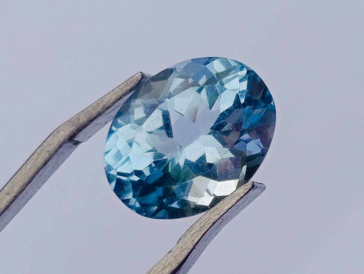 Polished Set of 4 Sky Blue Topaz Faceted Stones x 1 From Switzerland