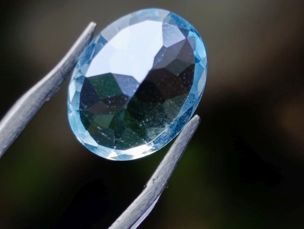 Polished Set of 4 Sky Blue Topaz Faceted Stones x 1 From Switzerland