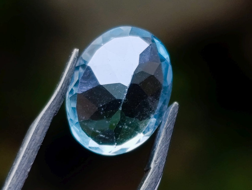 Polished Set of 4 Sky Blue Topaz Faceted Stones x 1 From Switzerland