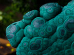 Polished and Natural Unique Matte Polished Botryoidal Malachite Standing Display Specimen x 1 From Kolwezi, Congo