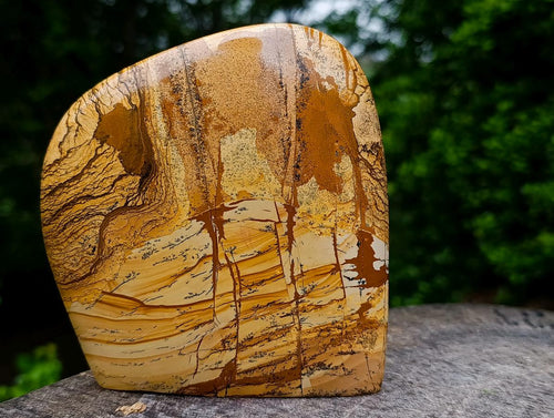 Polished “Triple Cave” Patterned Namibian Desert Picture Stone Jasper Standing Display Piece x 1 From Ais-Ais, Namibia