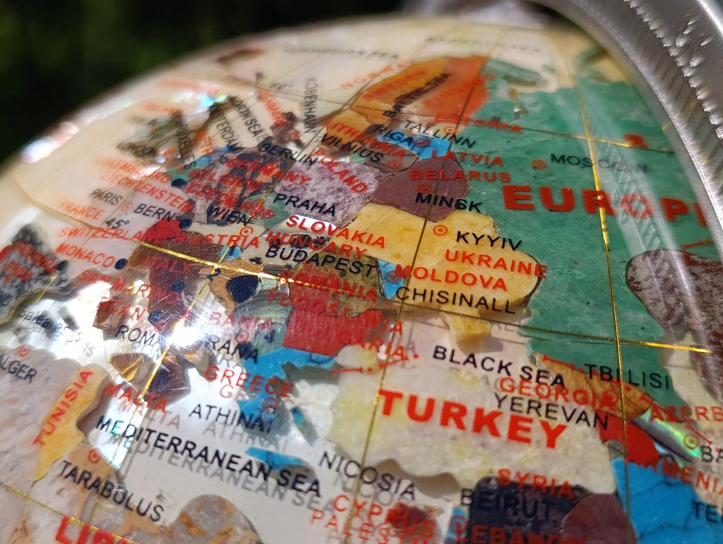 Hand Made Vintage Mother Of Pearl World Globe x 1 From China