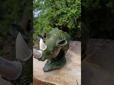 Carved XL Green Verdite Rhino Carving x 1 From Zimbabwe