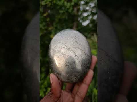Polished Basalt and Pyrite Pharaoh Stone Palm Stone x 1 From Iron Duke Mine, Zimbabwe