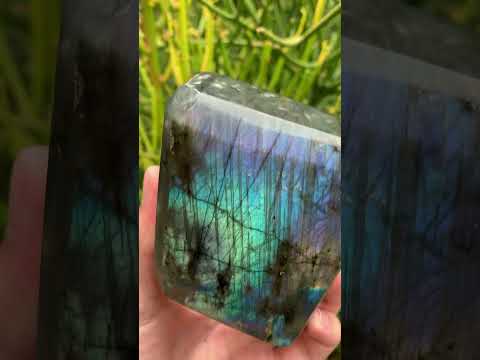 Polished Purple and Blue Flash Labradorite Faceted Standing Display Piece x 1 From Tulear, Madagascar