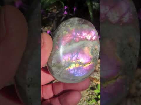 Polished Purple Sunset Labradorite Palm Stone x 1 From Tulear, Madagascar