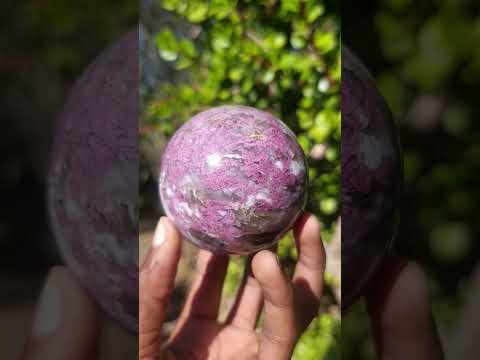 Polished Rubellite Pink Tourmaline Sphere with Wooden Stand x 1 From Madagascar