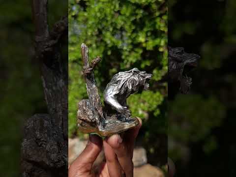 Hand Made Silver Bronze and Copper Lion Sculpture x 1 From South Africa
