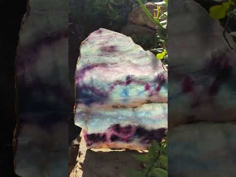 Polished Large Translucent Watermelon Fluorite Slice x 1 From Uis, Namibia