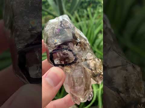 Natural Medium Double Terminated Smokey Amethyst Window Crystal with Double Enhydro x 1 From Brandberg, Namibia