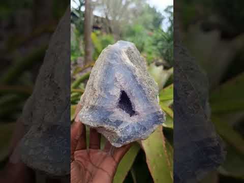 Natural Large Blue Lace Agate Geode with Amethyst Crystal Centre x 1 From Nsanje, Malawi