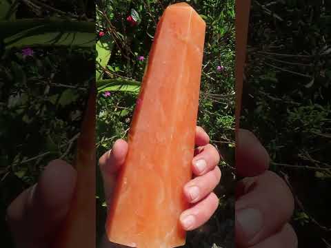 Polished XL Orange Twist Calcite Display Tower x 1 From Madagascar