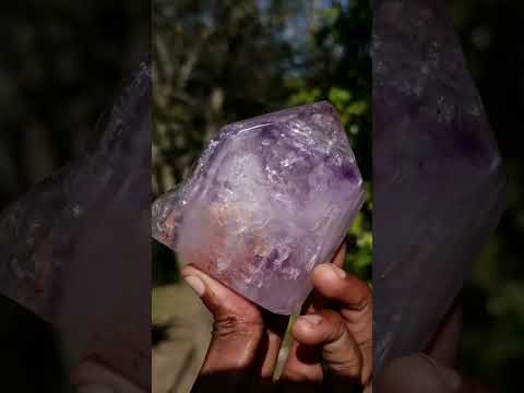 Polished Window Amethyst Twin Crystal with Phantoms x 1 From Akansobe Madagascar