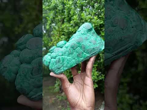 Polished and Natural Unique Matte Polished Botryoidal Malachite Standing Display Specimen x 1 From Kolwezi, Congo