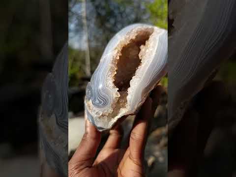 Polished and Natural Agate Geode with Crystalline Centre x 1 From Maintirano, Madagascar