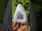 Polished and Natural Standing Blue Lace Agate Geode Display Piece x 1 From Nsanje, Malawi
