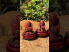 Hand Made Vintage Brecciated Jasper Figurines of the Far Eastern Gods on Wooden Stands In A Set of 7, From South Africa