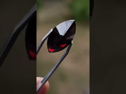 Polished Rhodolite Garnet with a Elongated Navette Cut Faceted Stone x 1 From Tanga, Tanzania