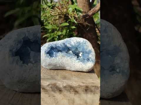Polished and Natural Blue Celestite Geode Specimen x 1 From Sakoany Madagascar