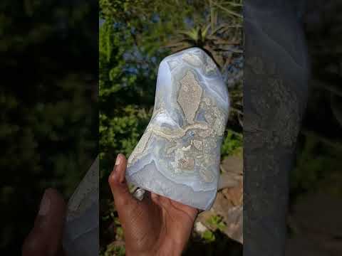 Polished Large Blue Lace Agate Standing Display Piece x 1 From Nsanje, Malawi