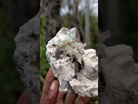 Natural Goshenite Aquamarine Cluster on a Smokey Quartz and Feldspar Matrix x 1 From Erongo, Namibia