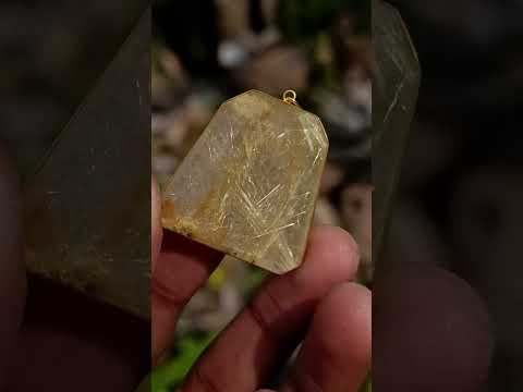 Hand Made Golden Rutilated Quartz in 9 ct Gold Pendant x 1 From Madagascar