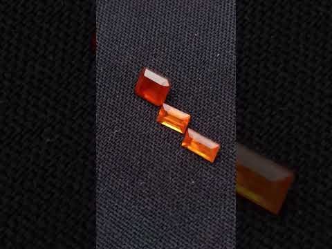 Polished Set of 3 Bright Spessartite Garnet Faceted Stones x 1 From Sperrgebiet, Namibia