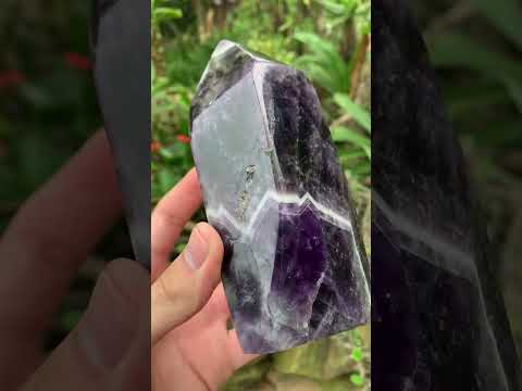 Polished Dark Chevron Amethyst Point x 1 From Zambia