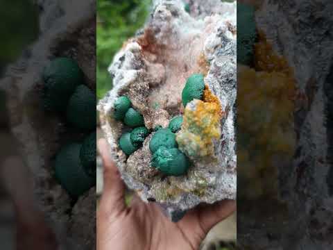Natural Large Rare Ball Malachite on Quartz and Dolomite Specimen x 1 From Mindingi Mine, Congo