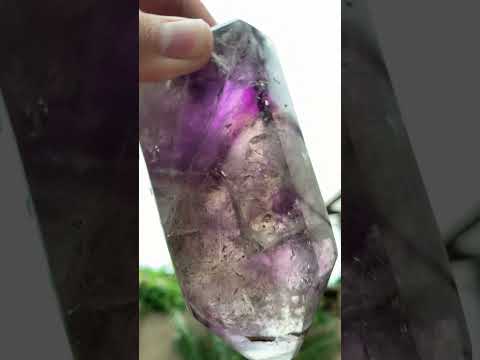 Polished Smokey Amethyst, Window Quartz Crystal with Enhydro x 1 From Akansobe, Madagascar