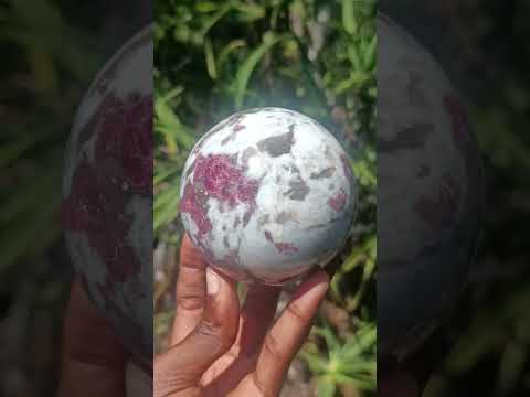 Polished Rubellite Pink Tourmaline Sphere with Wooden Stand x 1 From Madagascar