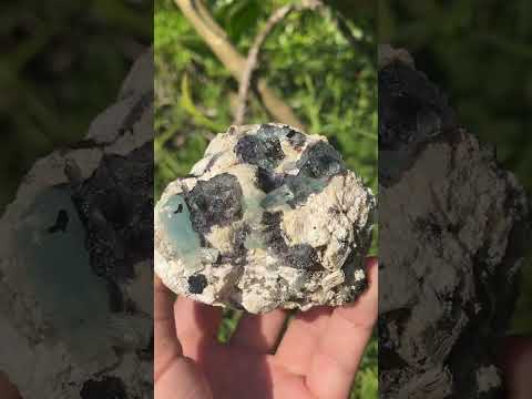 Natural Aquamarine, Fluorite And Black Tourmaline On Feldspar Specimen x 1 From Erongo, Namibia