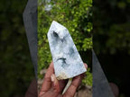 Polished and Natural Blue Celestite Display Crystal x 1 From Sakoany Madagascar