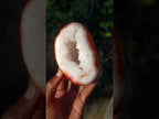 Polished Crystalline Geode Carnelian Gemstone Free Form Pair x 1 From Madagascar