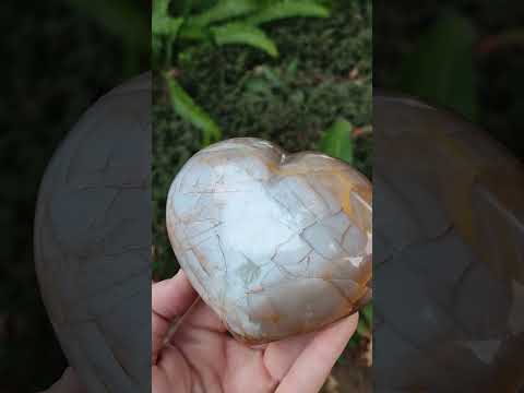 Polished Large Pearly Moonstone Gemstone Heart x 1 From Madagascar