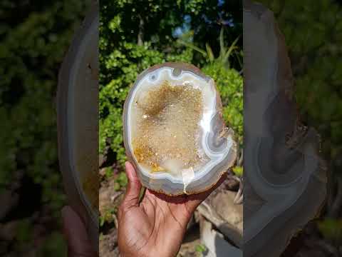 Polished and Natural Agate Geode with a Crystalline Centre x 1 From Maintirano, Madagascar