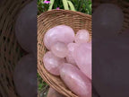 Polished Rose Quartz Palm Stone Basket Bouquet x 1 From Ambatondrazaka, Madagascar