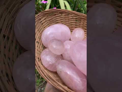 Polished Rose Quartz Palm Stone Basket Bouquet x 1 From Ambatondrazaka, Madagascar
