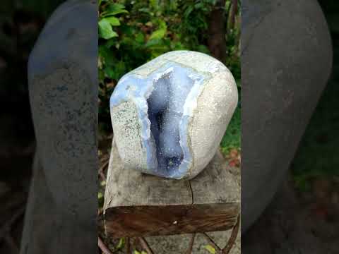 Polished XL Blue Lace Agate Geode Display Specimen x 1 From Nsanje, Malawi